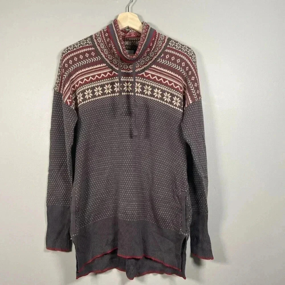 Avalanche Thermal Mid Weight Fair Isle Turtle Neck Sweater‎ Womens Size M Skiing